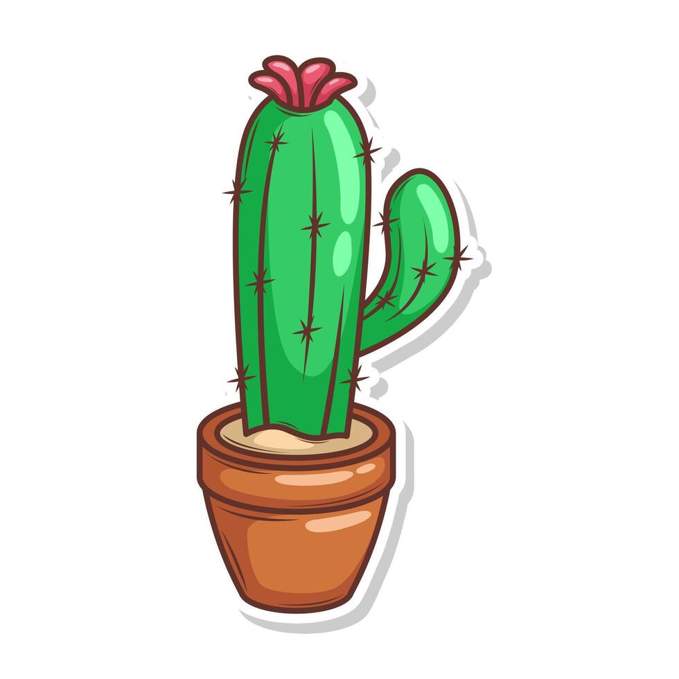 mano dibujar cactus planta dibujos animados plano diseño vector