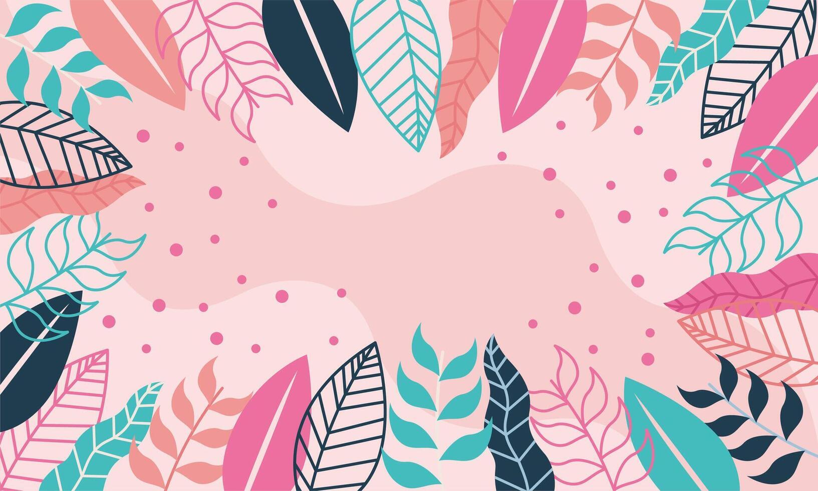 Flat abstract floral leaves background vector