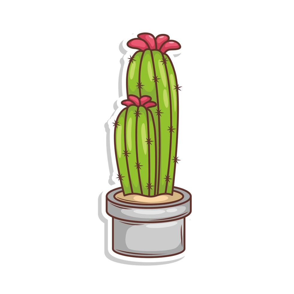 Hand draw cactus plant cartoon flat design vector