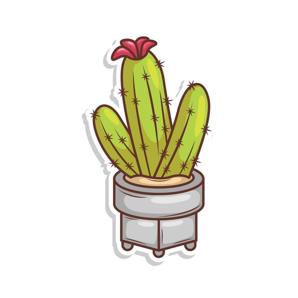 mano dibujar cactus planta dibujos animados plano diseño vector