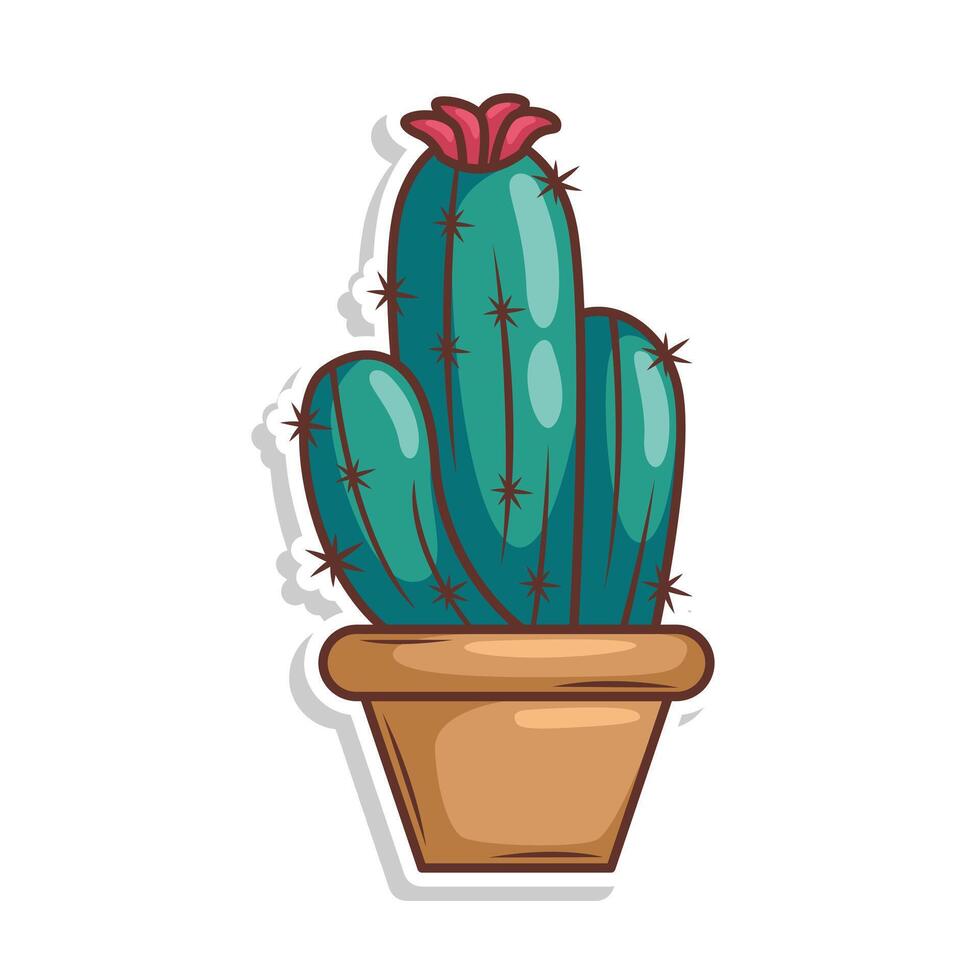 mano dibujar cactus planta dibujos animados plano diseño vector