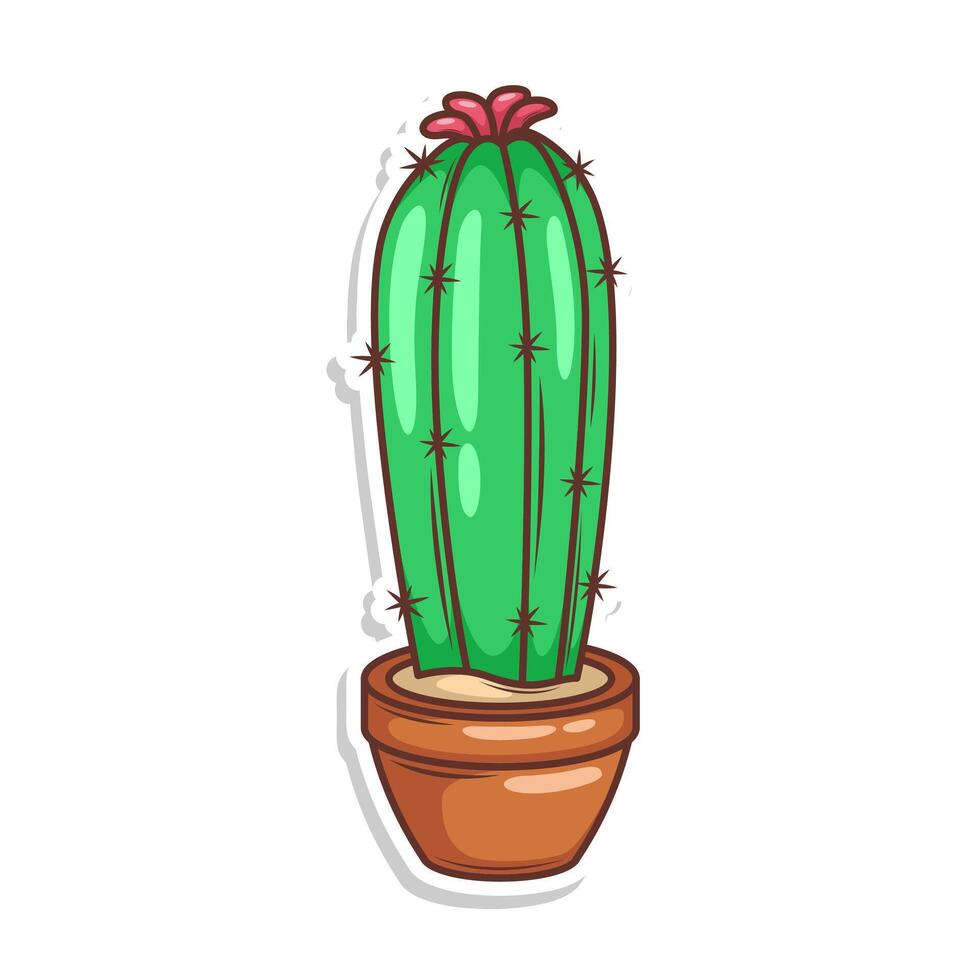 mano dibujar cactus planta dibujos animados plano diseño vector