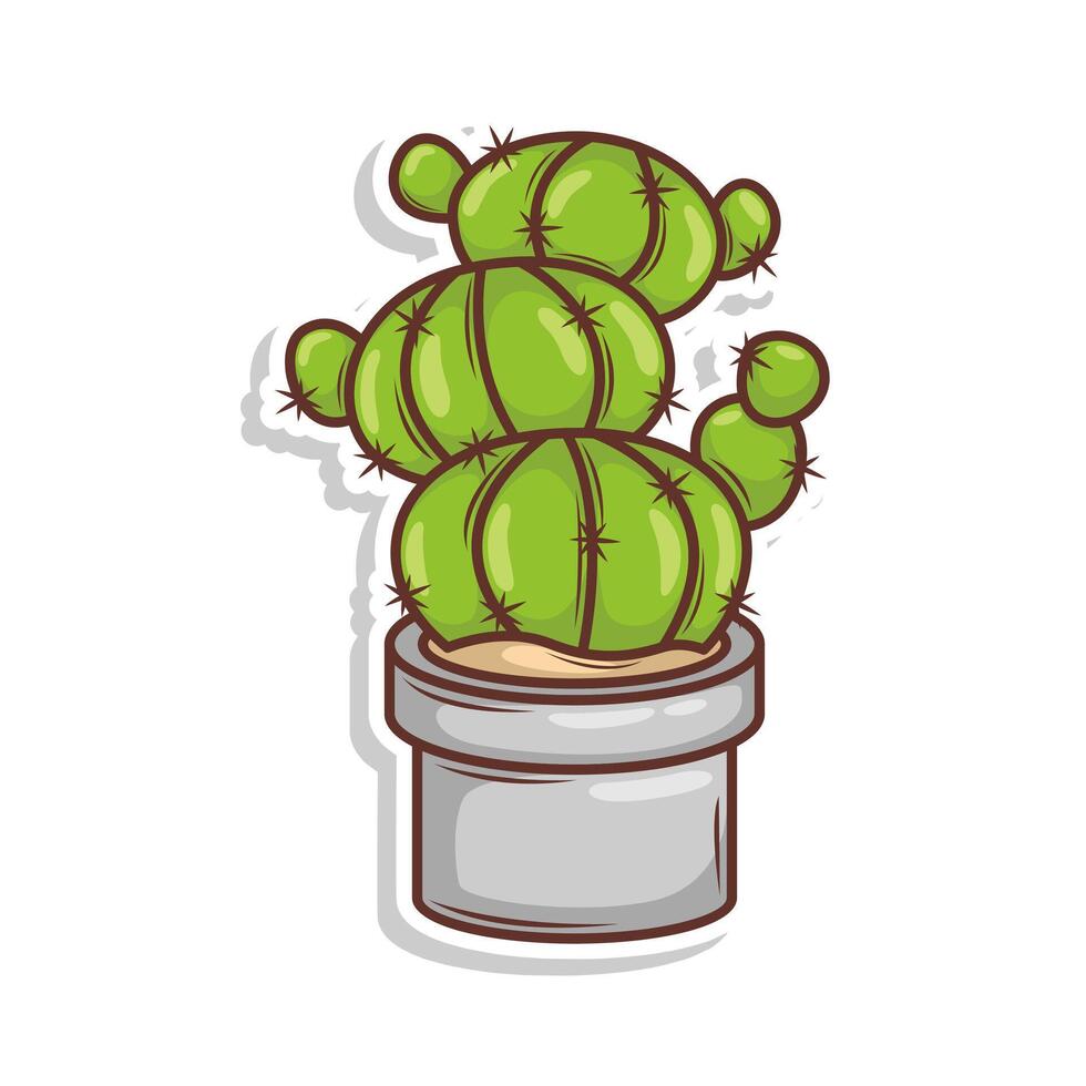 mano dibujar cactus planta dibujos animados plano diseño vector