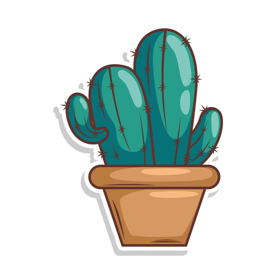 mano dibujar cactus planta dibujos animados plano diseño vector