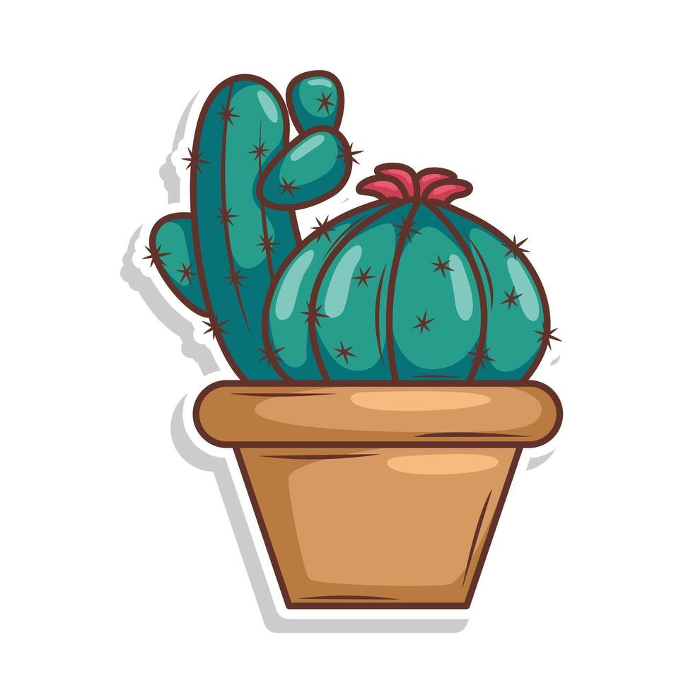 Hand draw cactus plant cartoon flat design vector