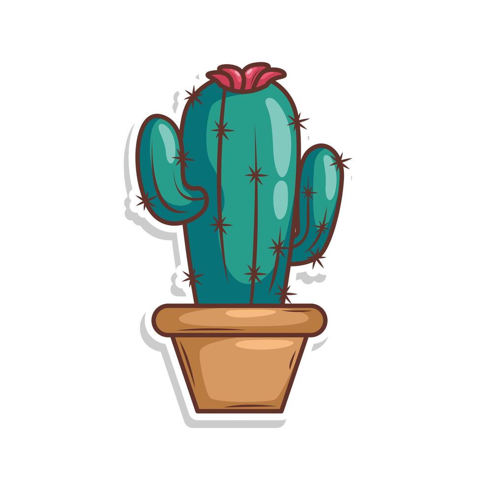 mano dibujar cactus planta dibujos animados plano diseño vector