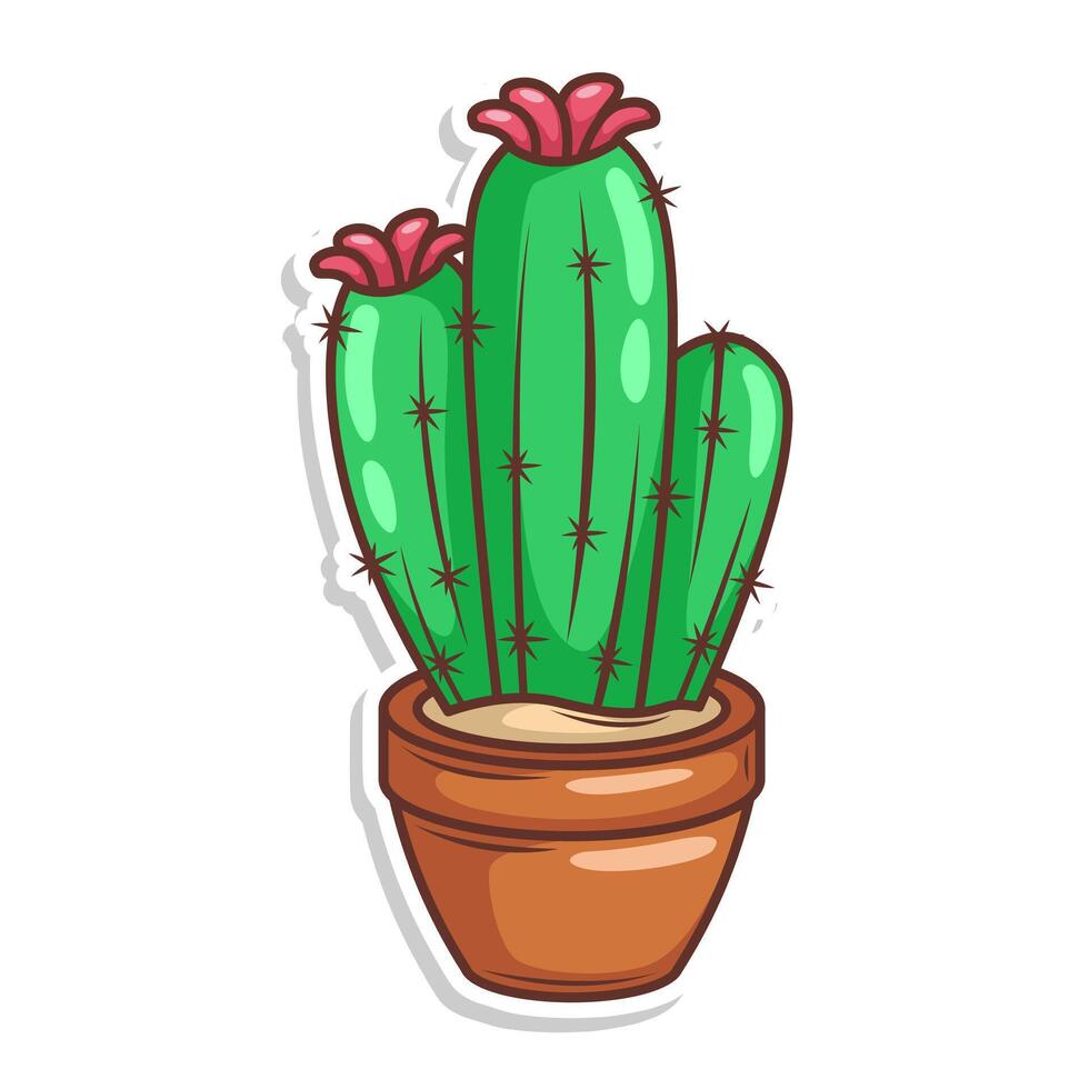 mano dibujar cactus planta dibujos animados plano diseño vector