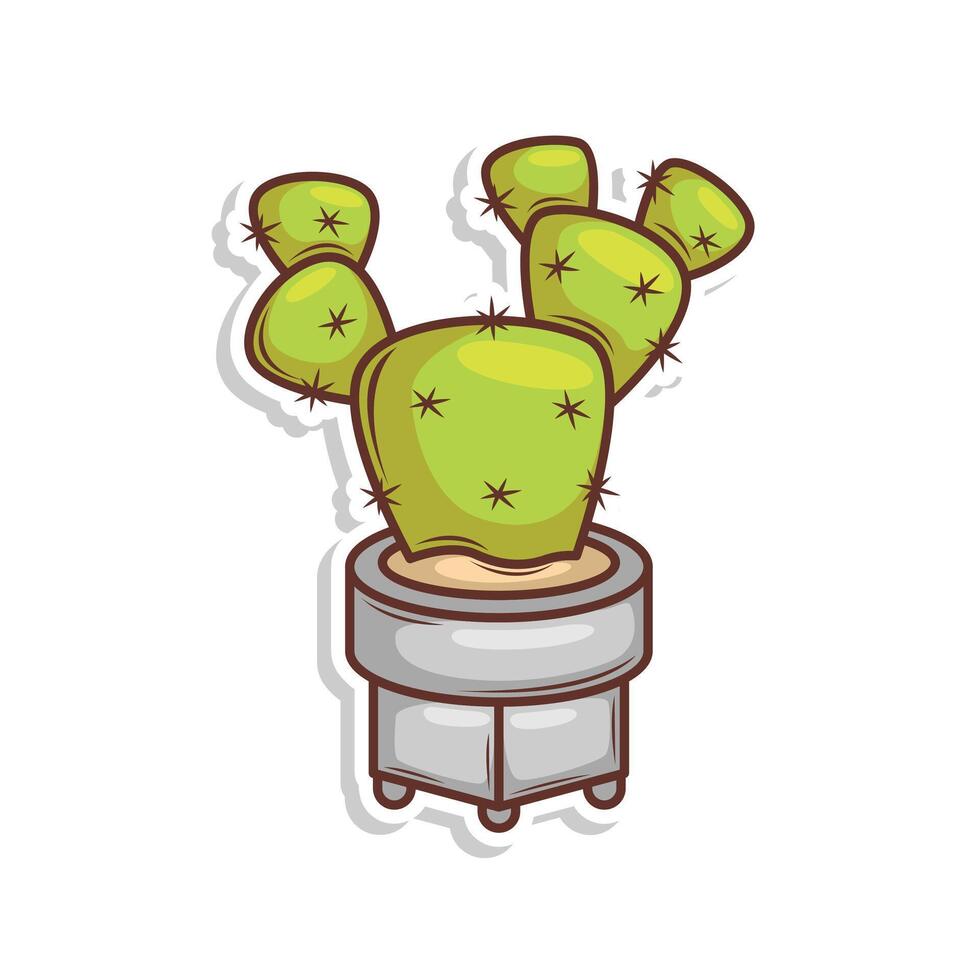 Hand draw cactus plant cartoon flat design vector