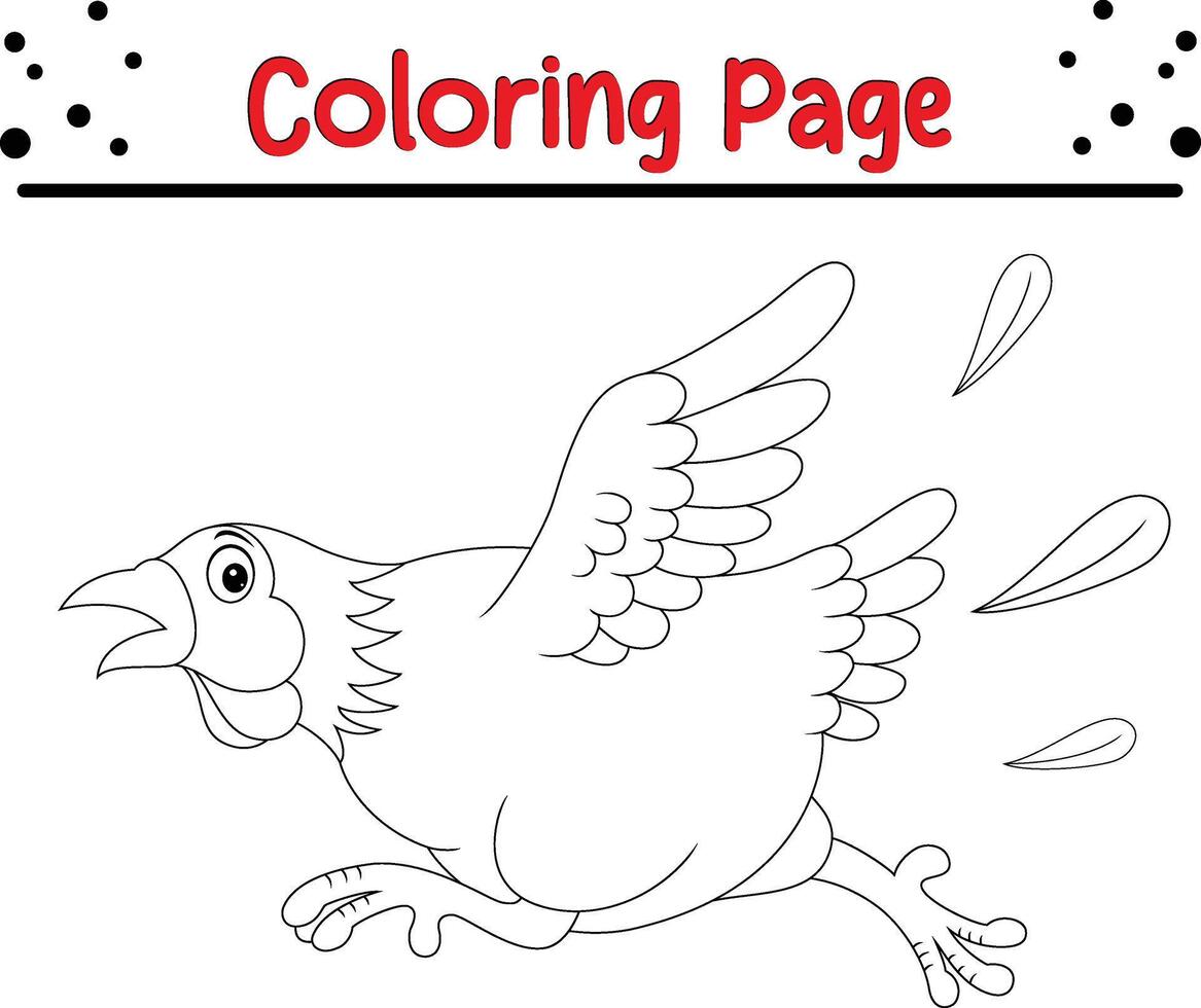 Cute chicken hen coloring page for kids. Animal coloring book vector