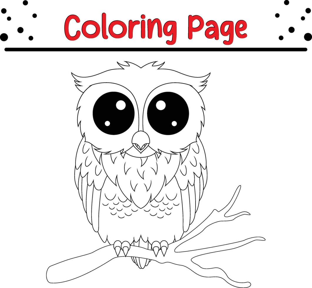 búho colorante página. linda animal colorante libro para niños vector
