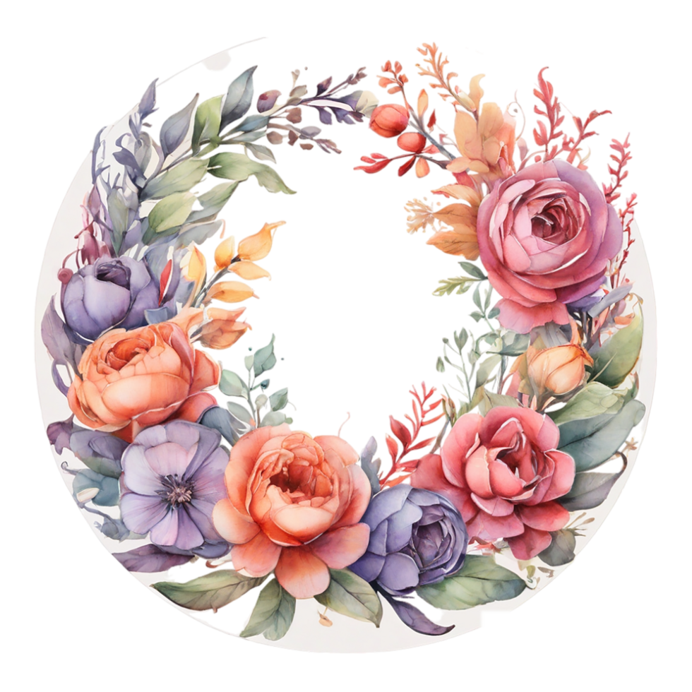 AI generated Watercolor Flower Round png