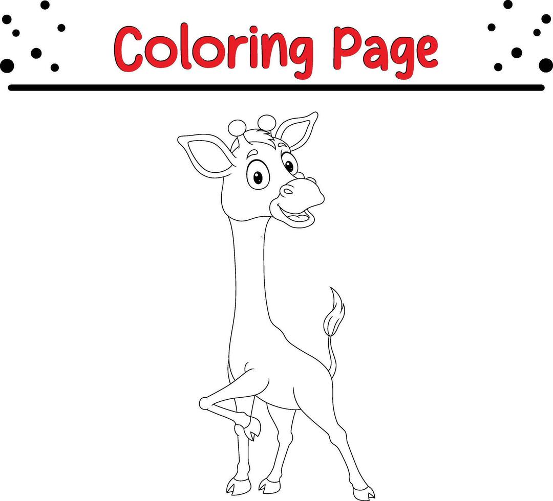 Cute giraffe coloring page for kids. Animal coloring book vector