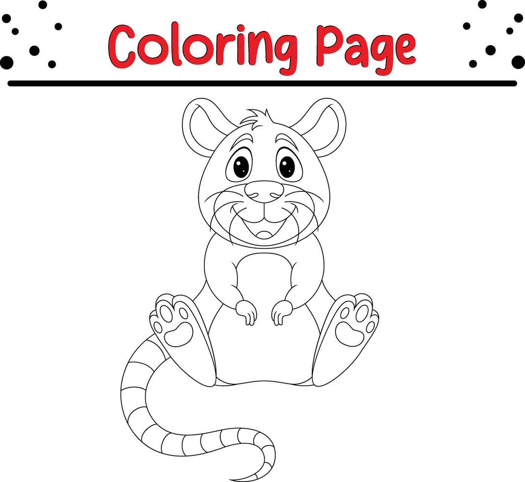 Cute mouse coloring page for kids. Animal coloring book vector