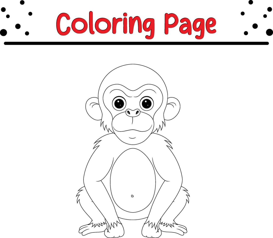 cute monkey coloring page for kids vector