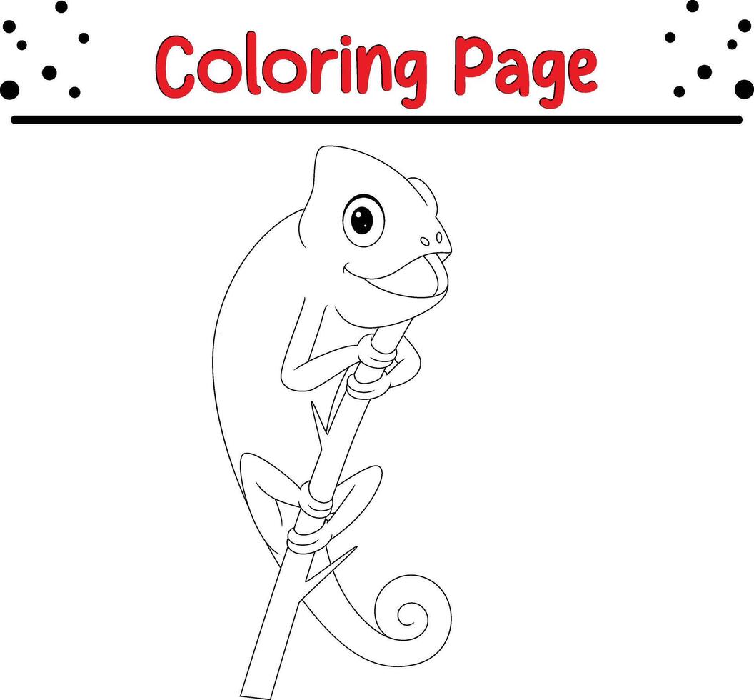 cute chameleon tree branch coloring page vector