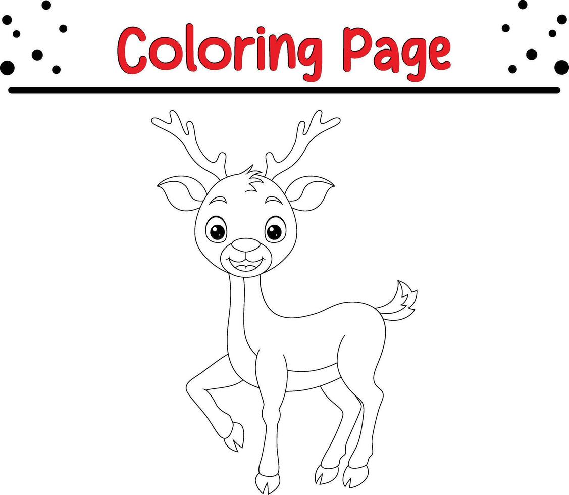 Cute Deer coloring page for kids. Animal coloring book vector