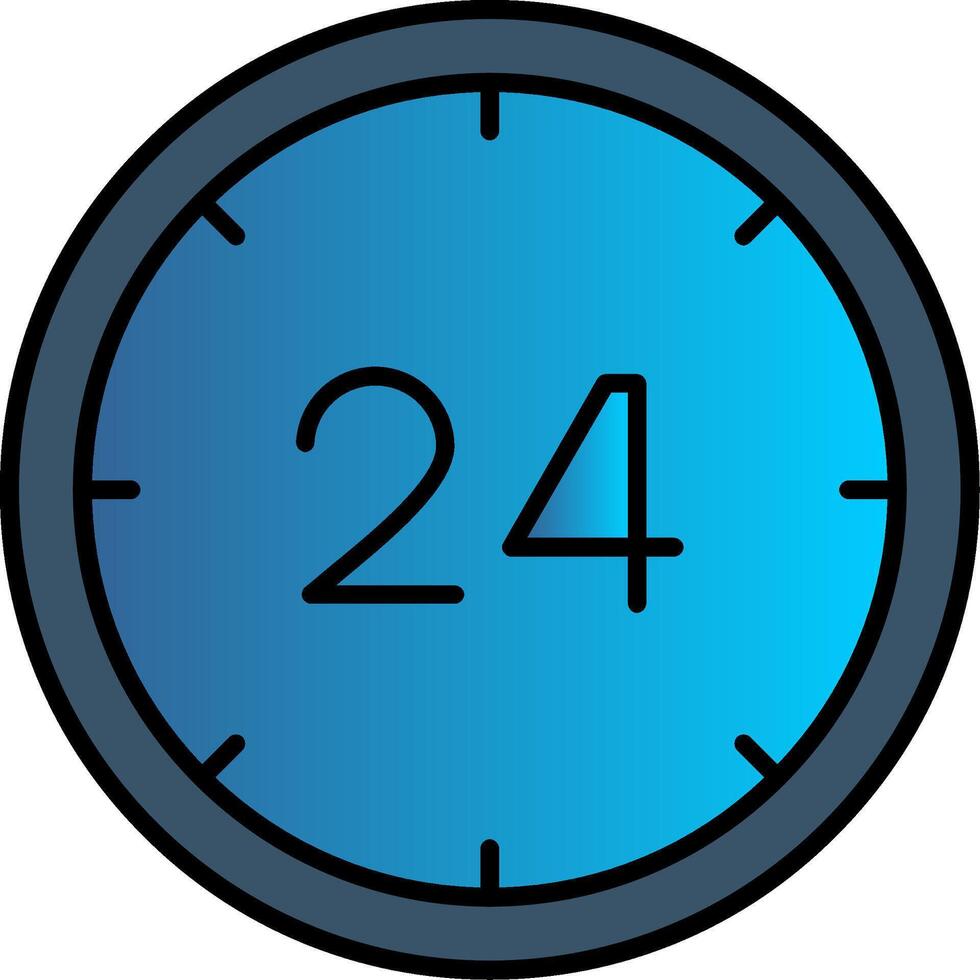 24 Hours Line Filled Gradient  Icon vector