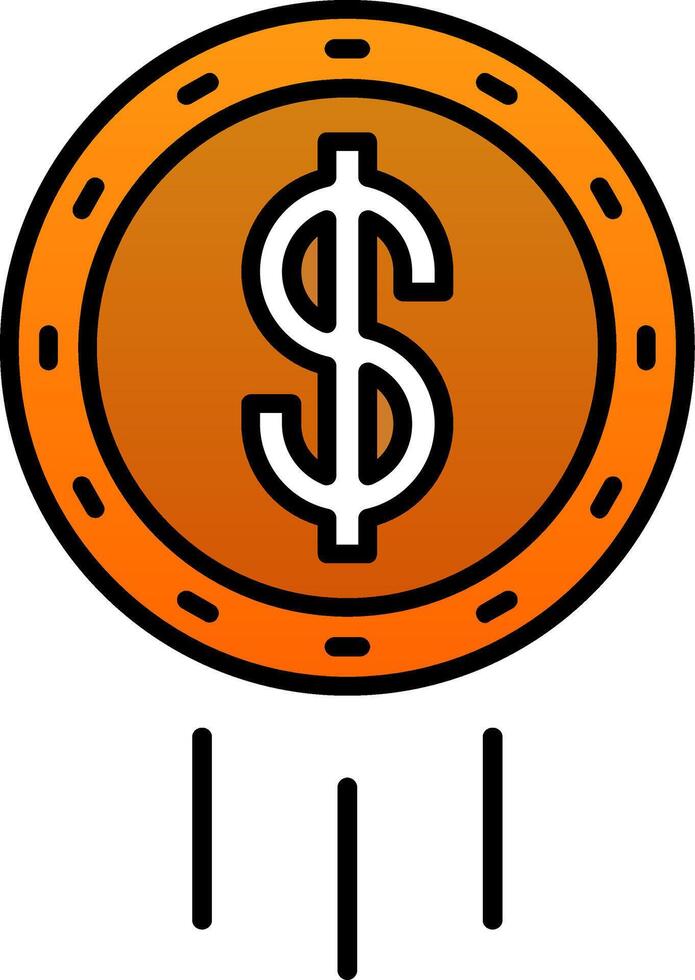 Dollar Coin Line Filled Gradient  Icon vector