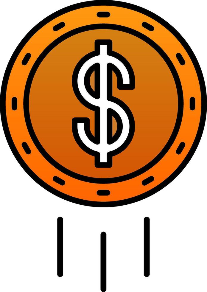 Dollar Coin Line Filled Gradient  Icon vector