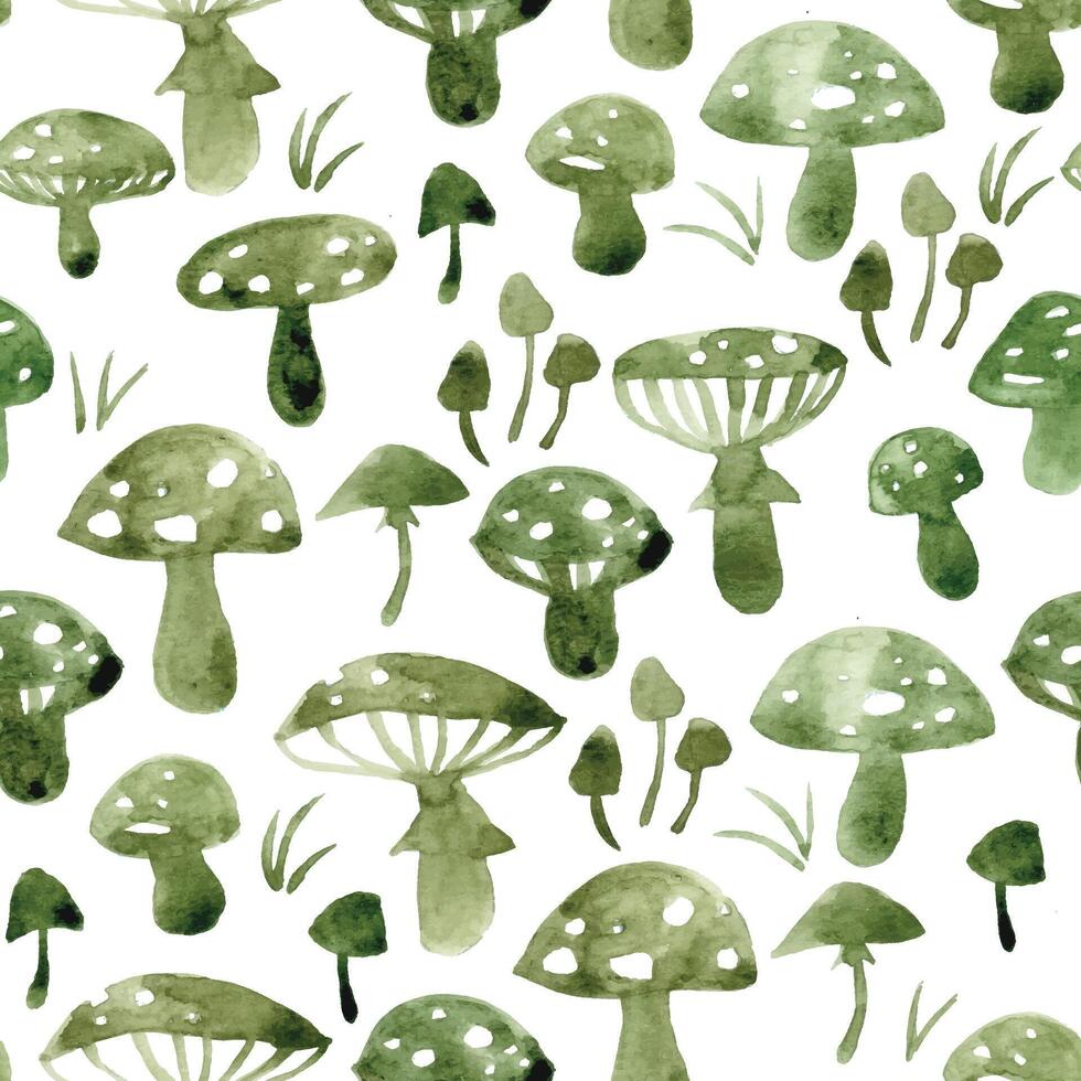 watercolor seamless pattern with mushrooms. abstract print on the theme of forest, nature. vector