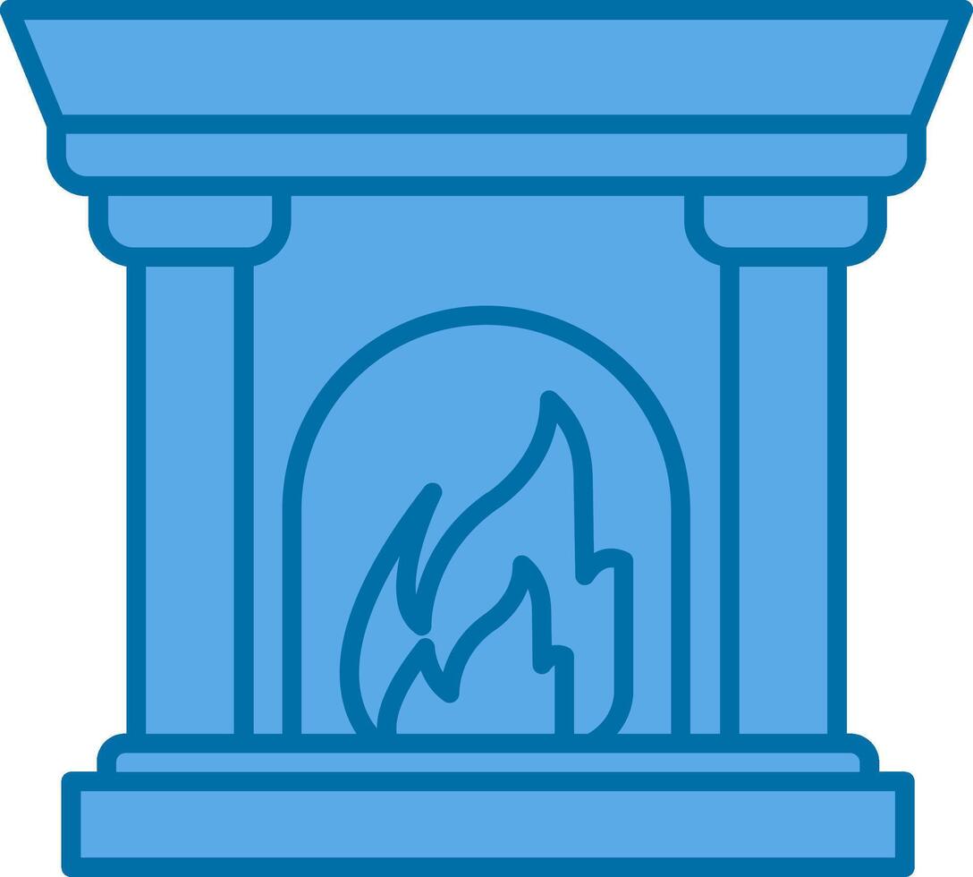 Fireplace Filled Blue  Icon vector