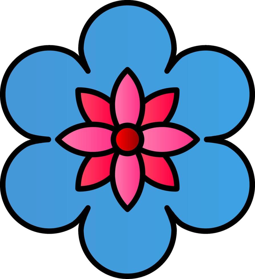 flor línea lleno degradado icono vector