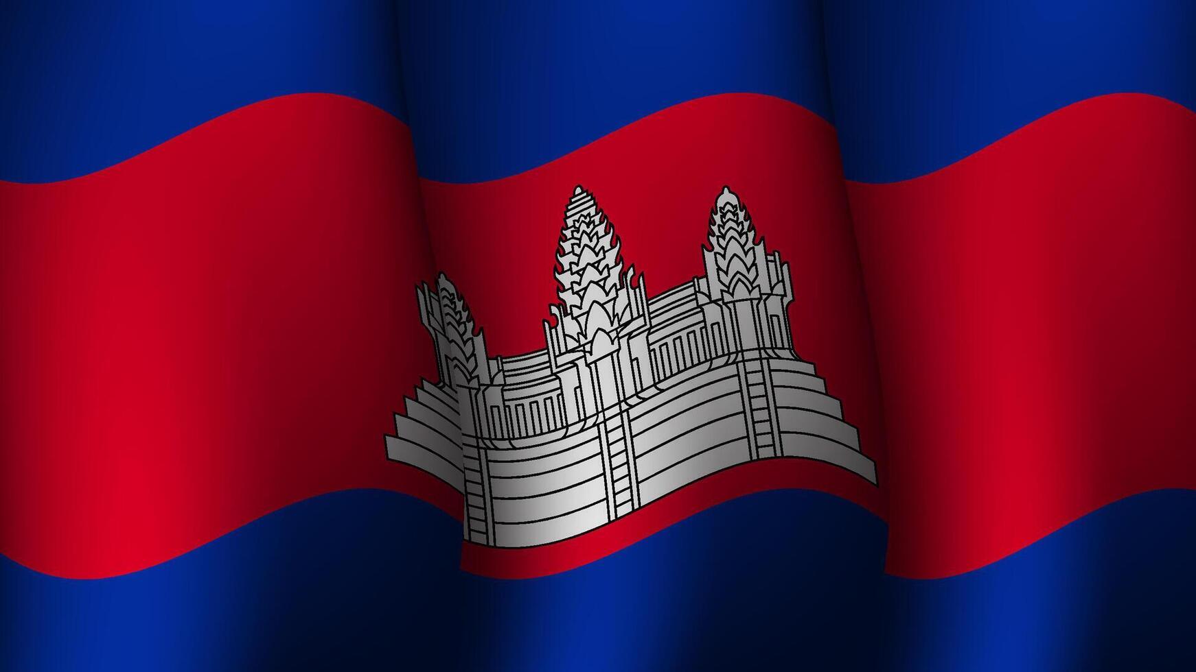 Camboya ondulación bandera antecedentes diseño vector ilustración