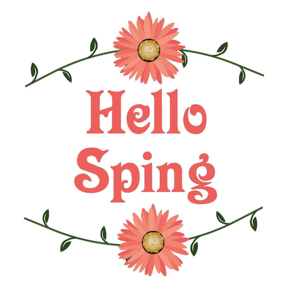 Hola primavera con temporada caligrafía. vector