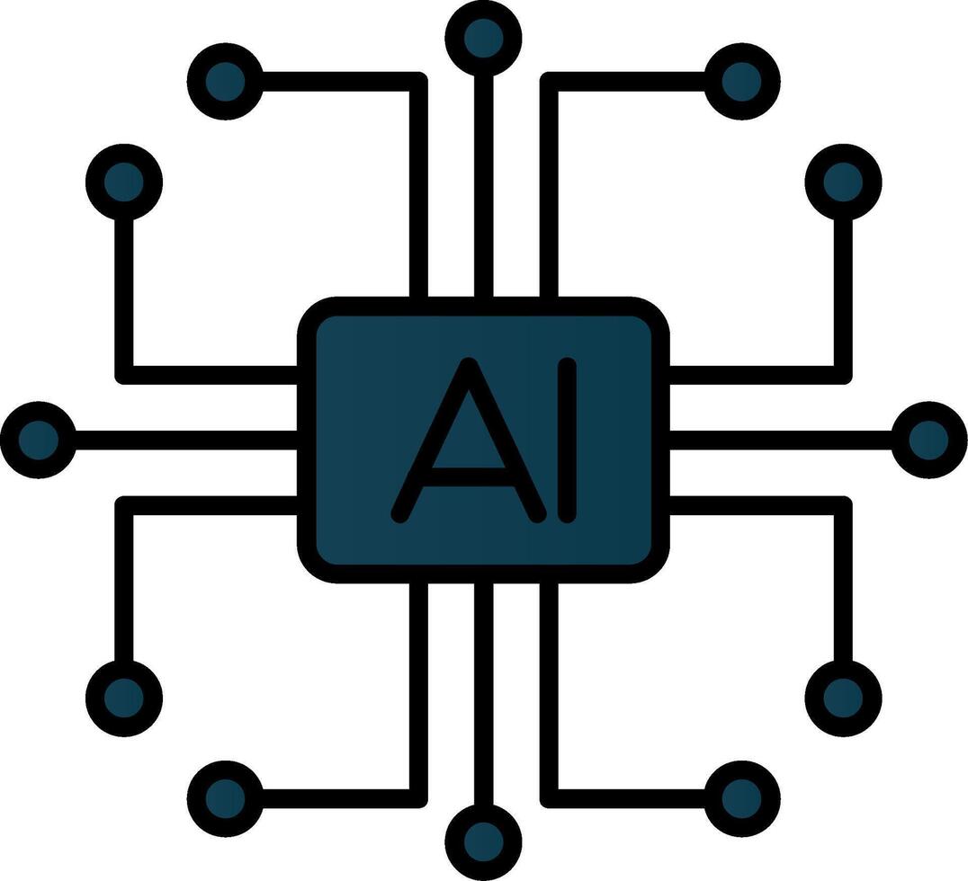 Artificial Intelligence Line Filled Gradient  Icon vector