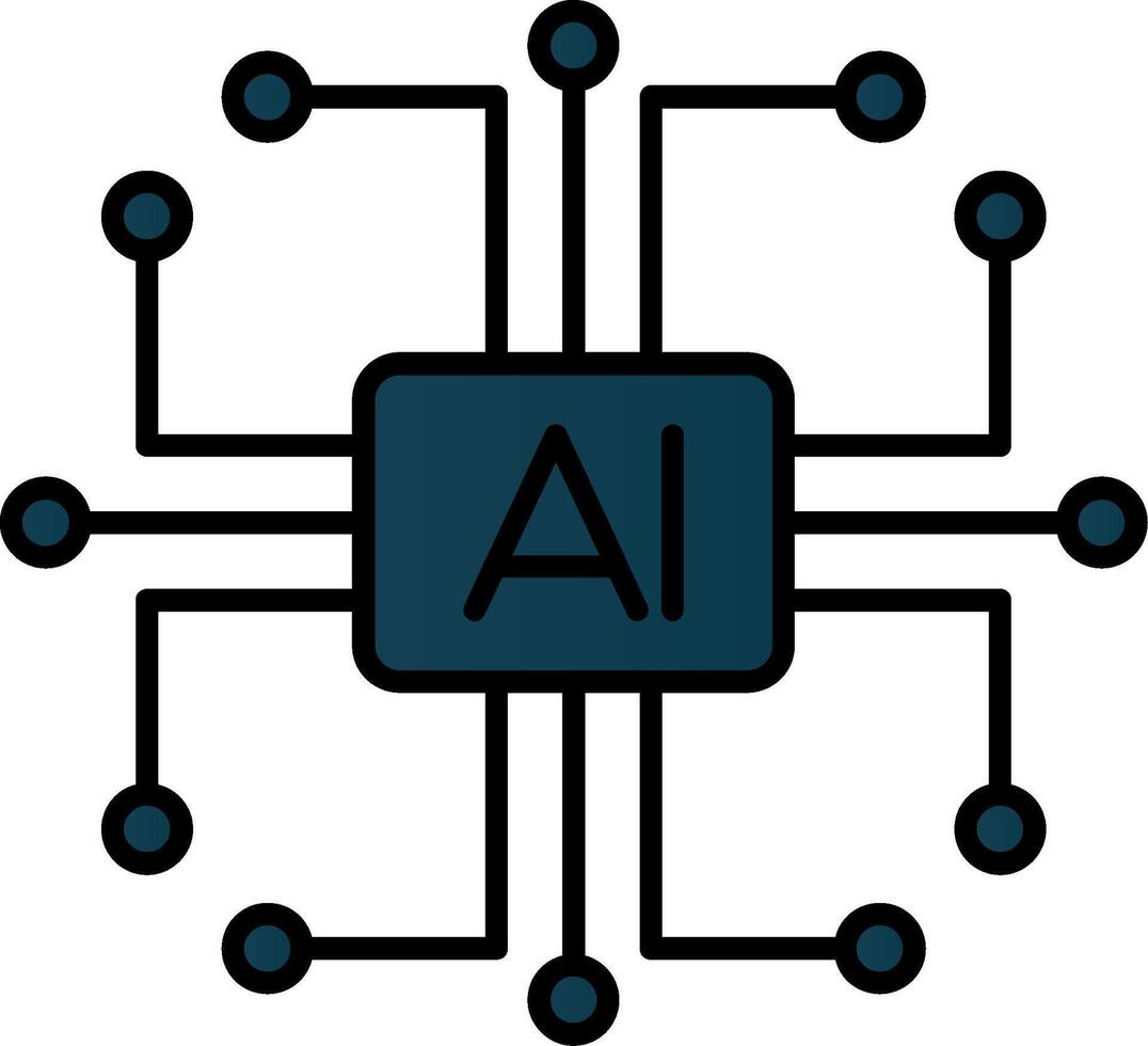 artificial inteligencia línea lleno degradado icono vector