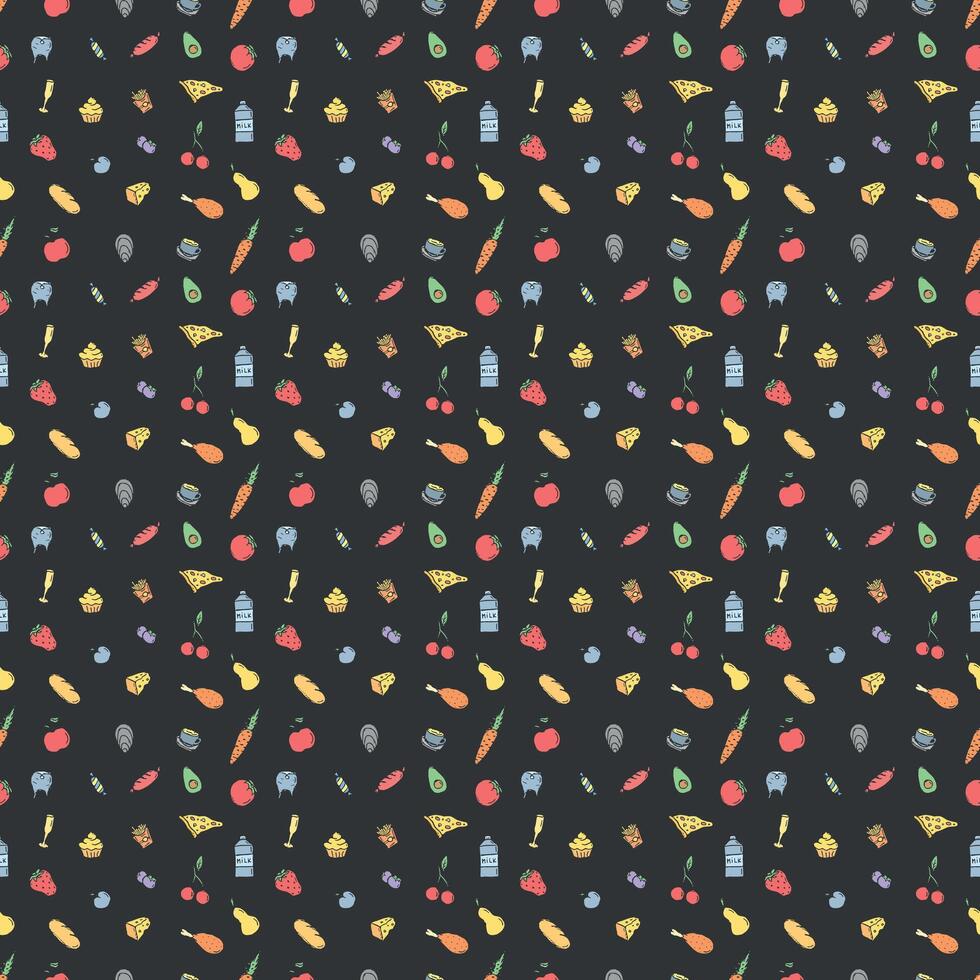Seamless food pattern. Doodle food background vector