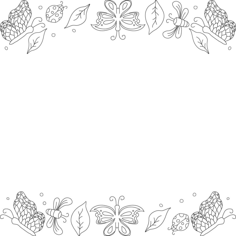 Spring frame with butterflies. butterflies background. drawn spring illustration vector