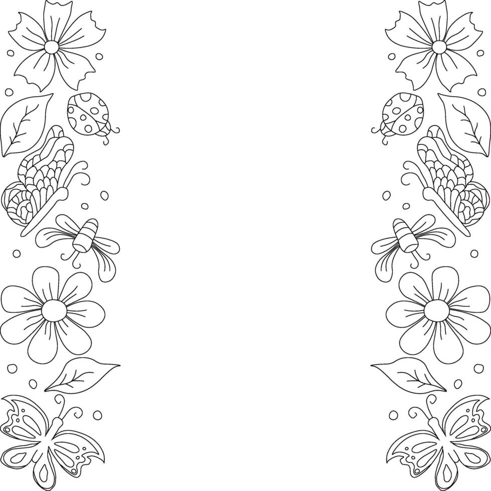 Spring frame with butterflies. butterflies background. drawn spring illustration vector