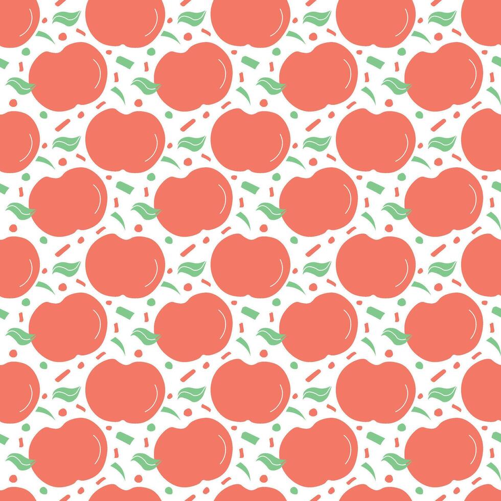 Seamless apple pattern. Colored seamless doodle pattern with red apples vector