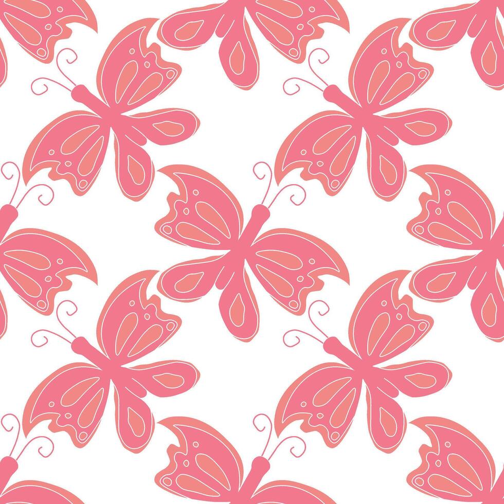 Seamless butterfly pattern. ornament with butterflies. drawn spring illustration vector