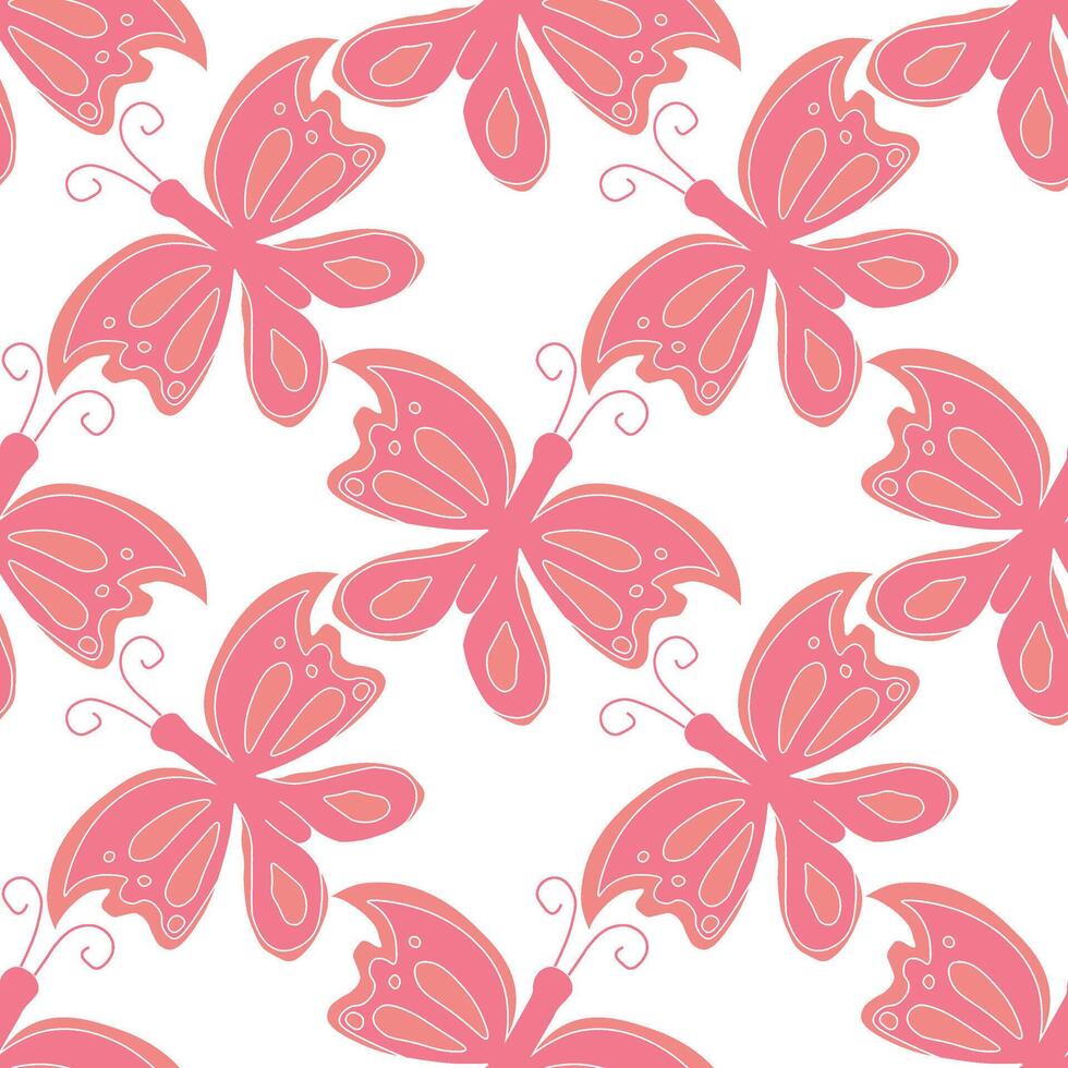 Seamless butterfly pattern. ornament with butterflies. drawn spring illustration vector