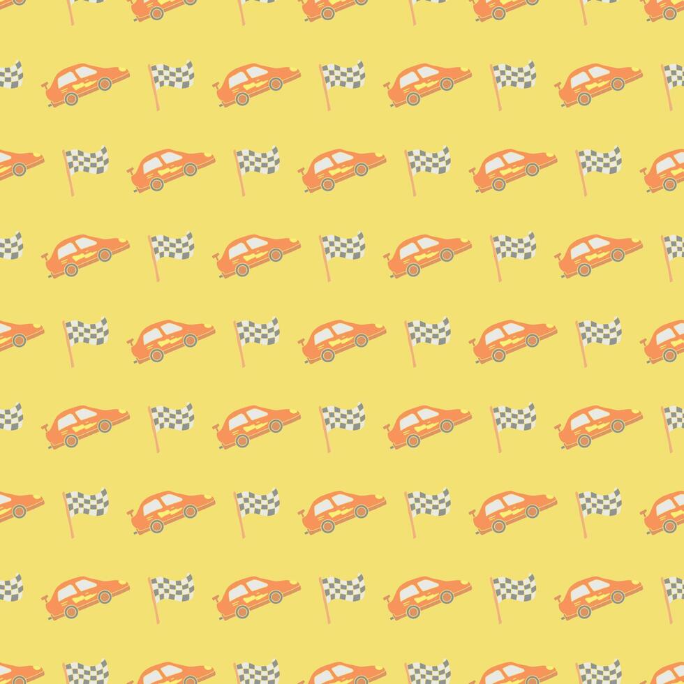 Seamless car pattern. Cartoon car background. Racing illustration vector