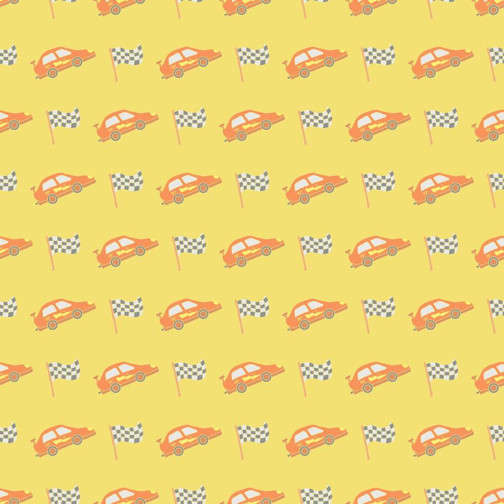 Seamless car pattern. Cartoon car background. Racing illustration vector