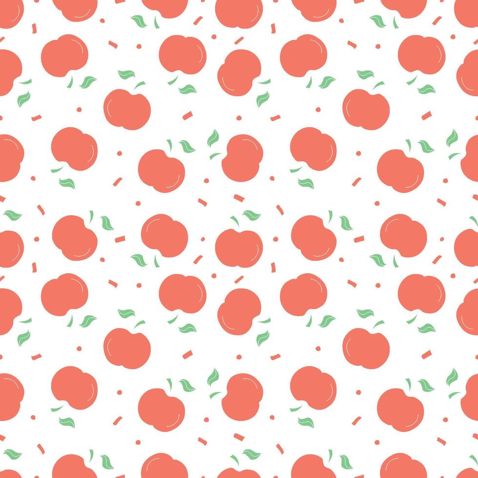 Seamless apple pattern. Colored seamless doodle pattern with red apples vector