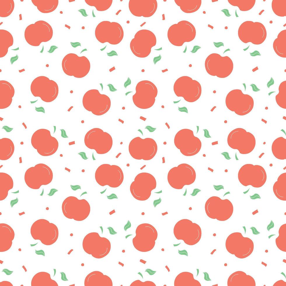 Seamless apple pattern. Colored seamless doodle pattern with red apples vector