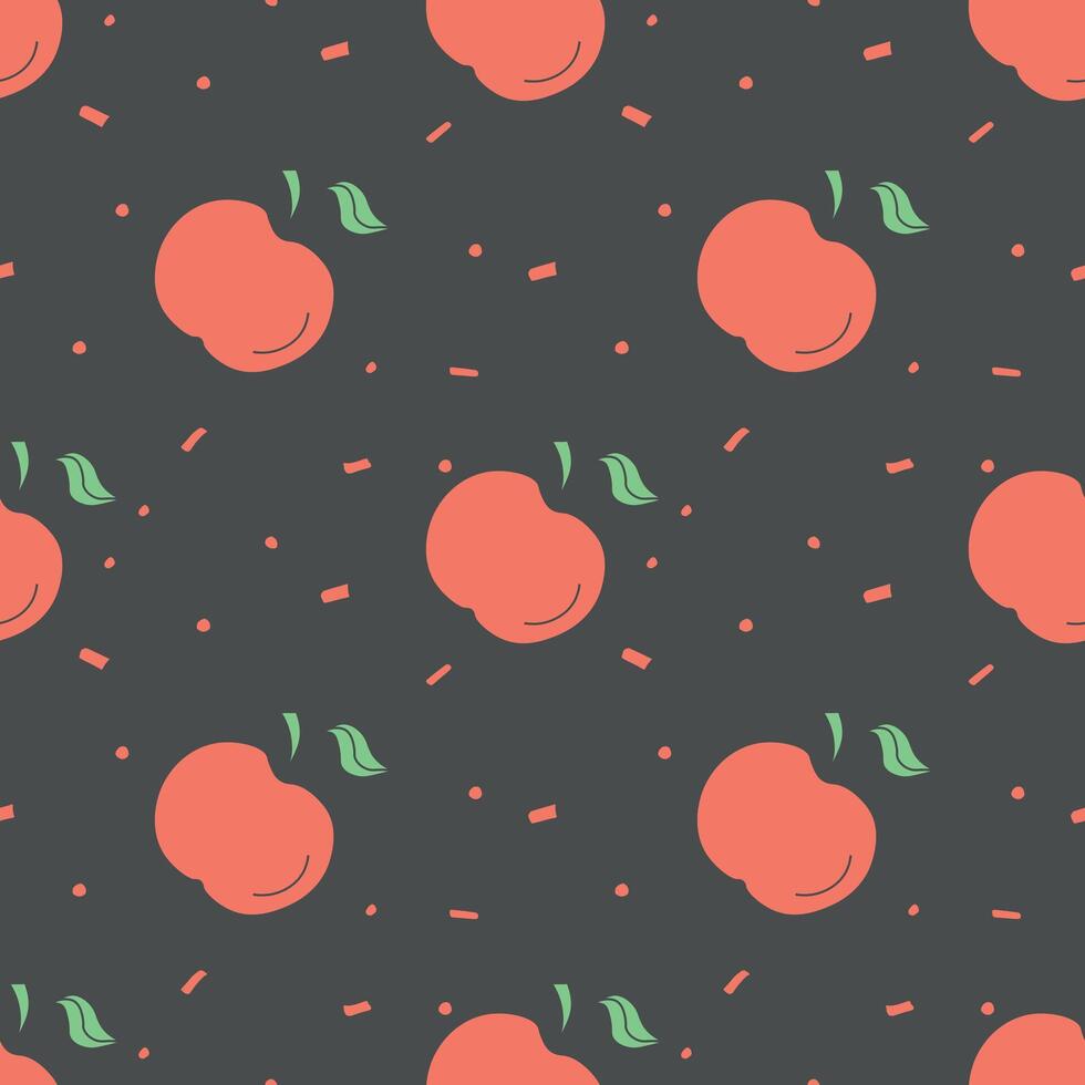 Seamless apple pattern. Colored seamless doodle pattern with red apples vector