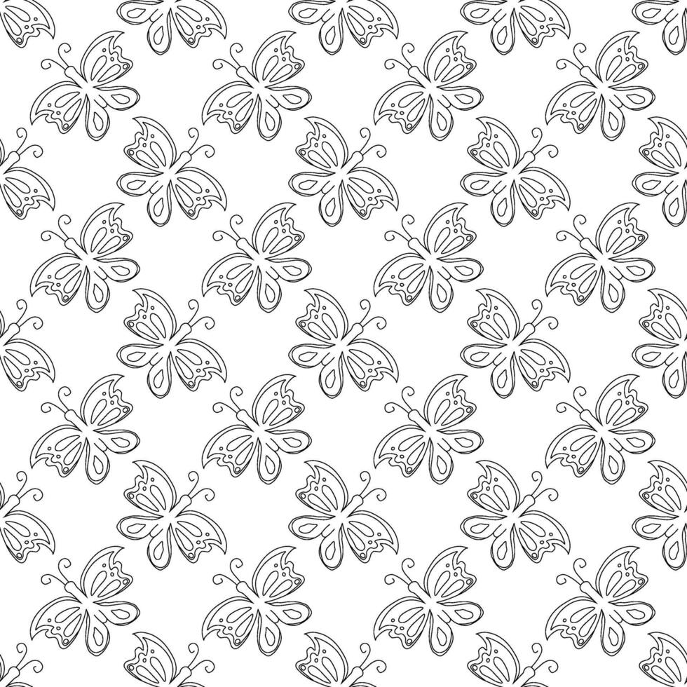 Seamless butterfly pattern. ornament with butterflies. drawn spring illustration vector