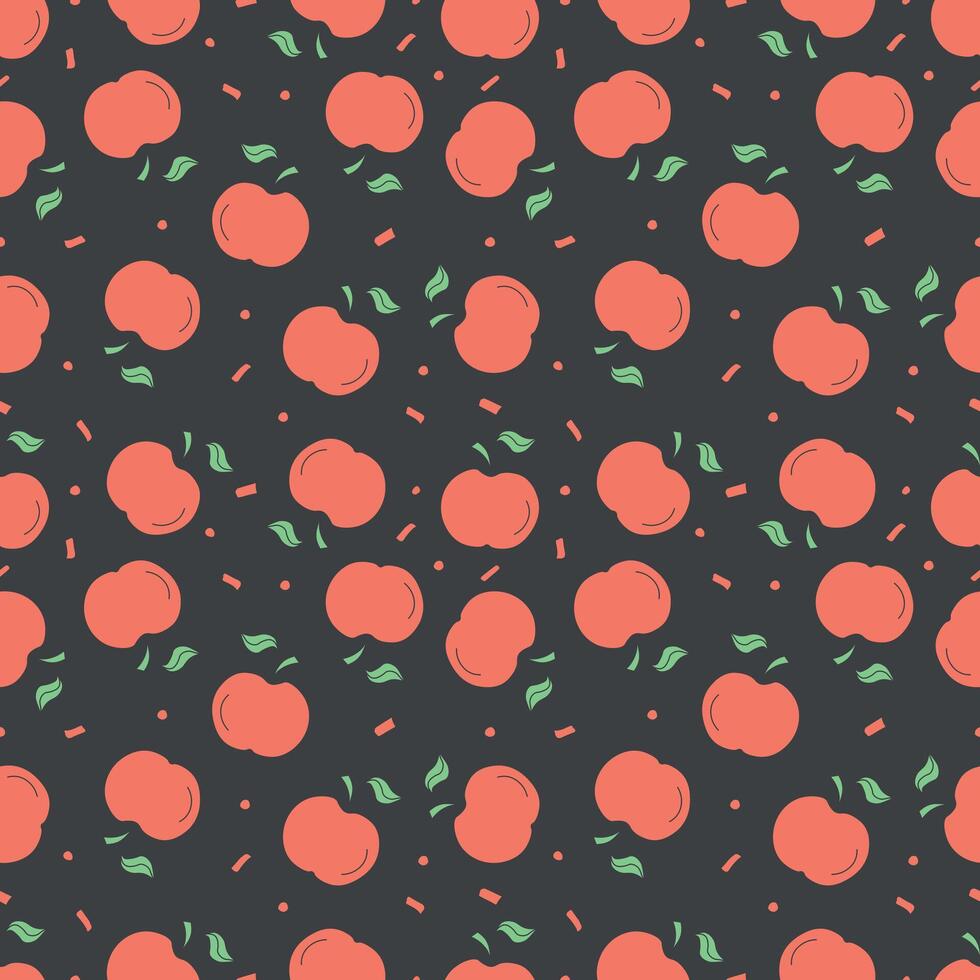 Seamless apple pattern. Colored seamless doodle pattern with red apples vector