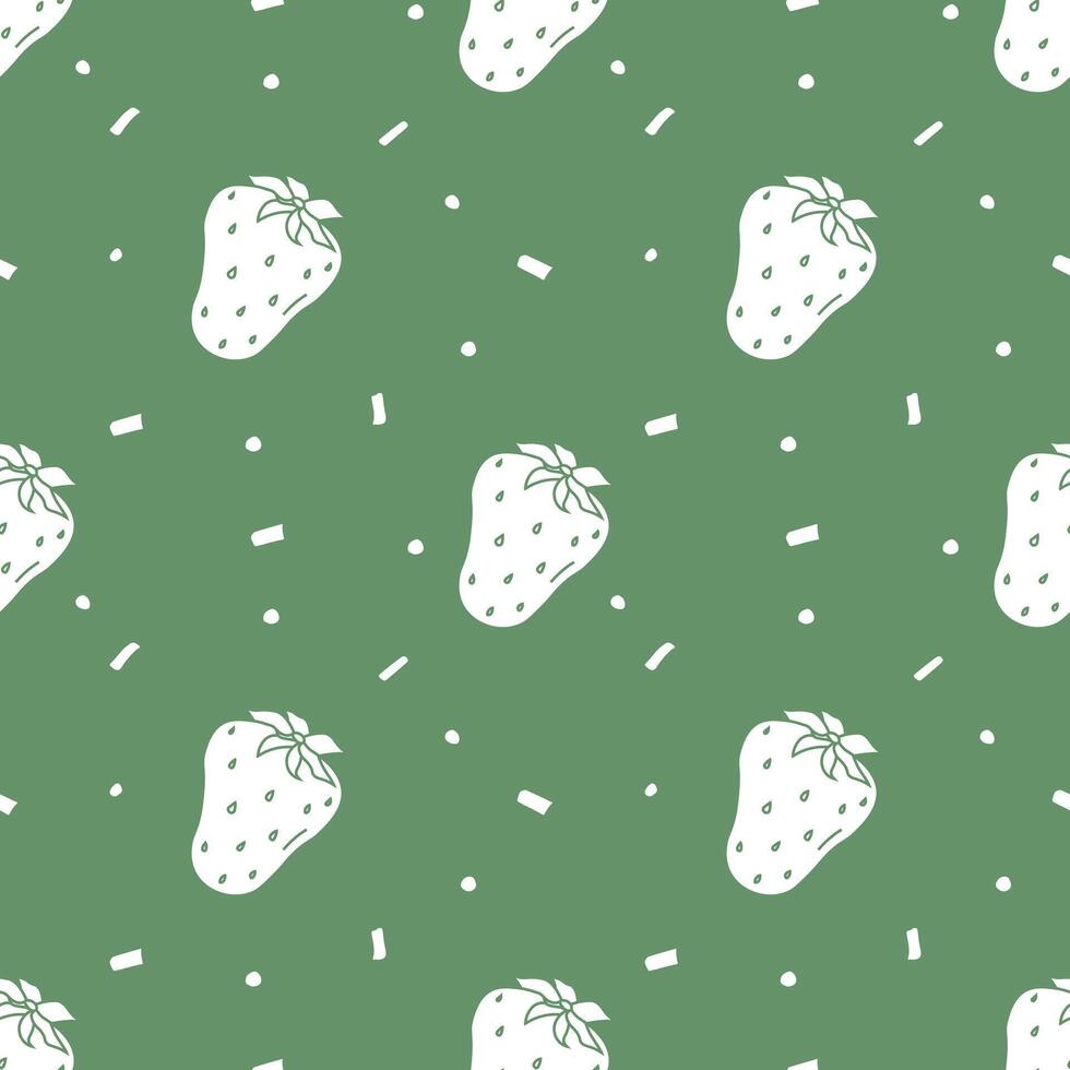 Seamless strawberries pattern. Doodle vector with red strawberries icons. Vintage strawberries pattern
