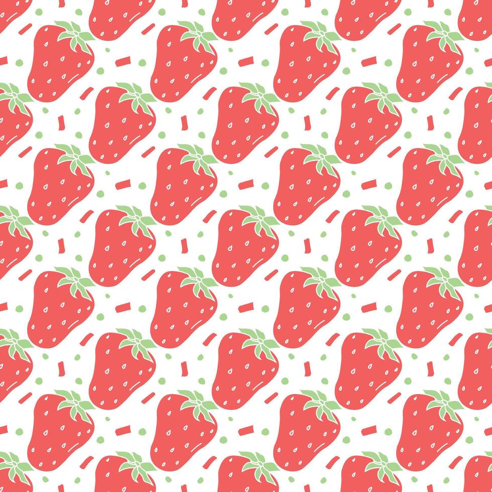 Seamless strawberries pattern. Doodle vector with red strawberries icons. Vintage strawberries pattern