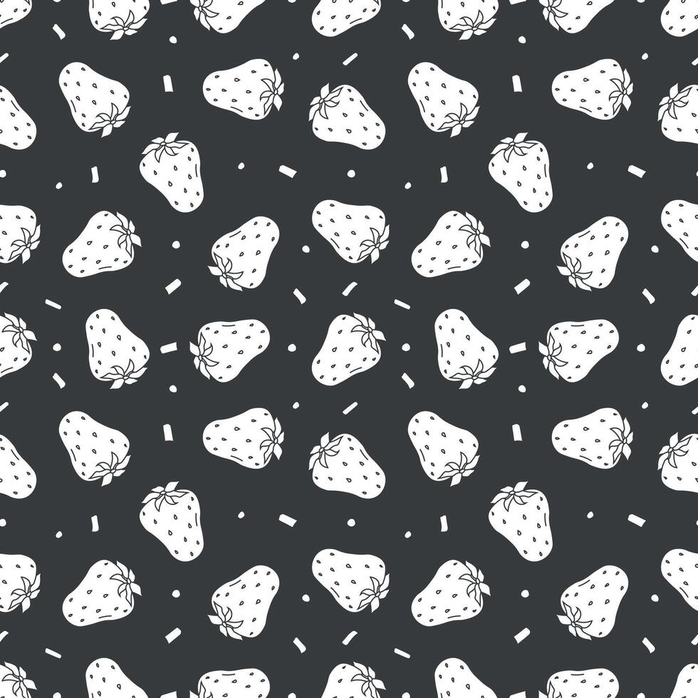 Seamless strawberries pattern. Doodle vector with red strawberries icons. Vintage strawberries pattern