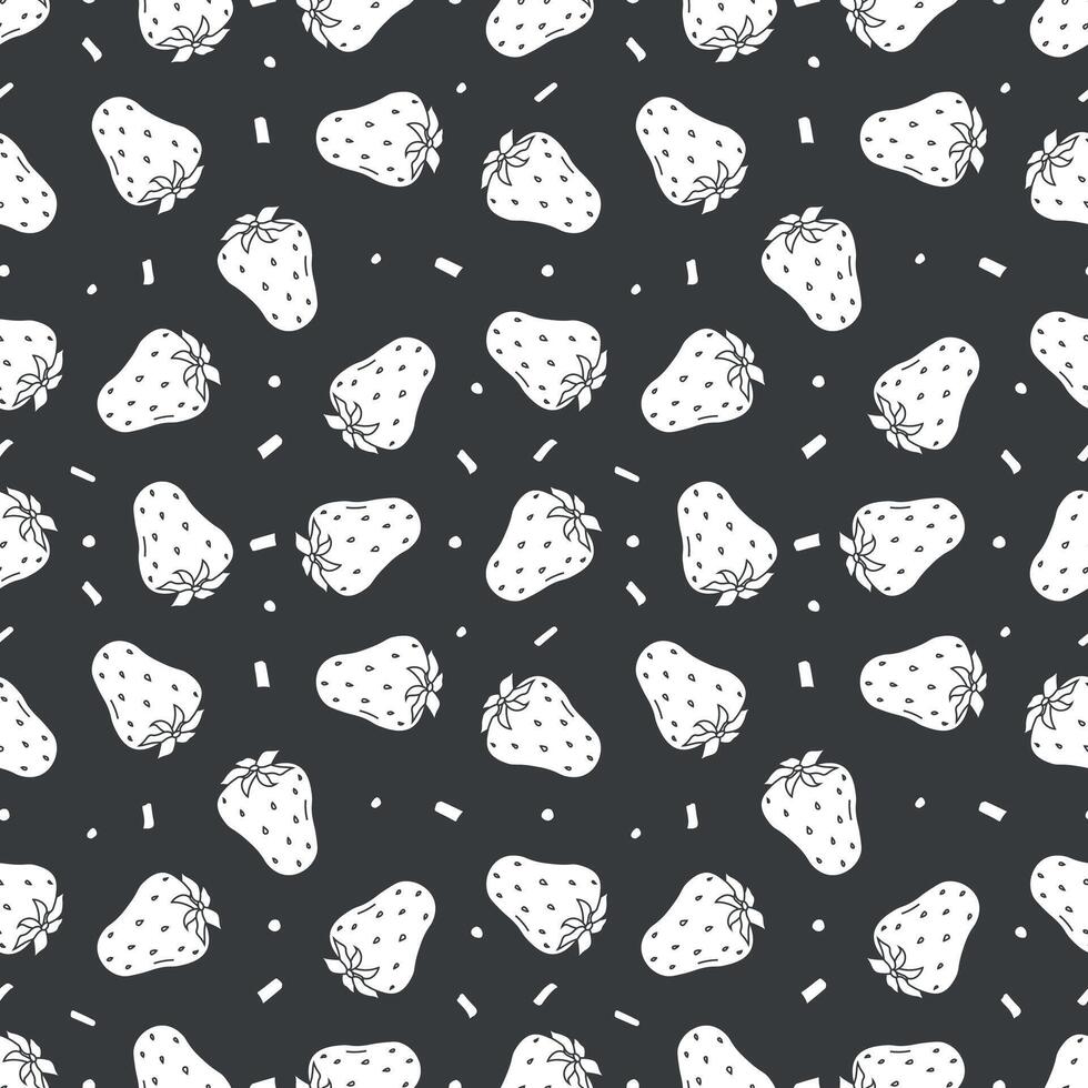 Seamless strawberries pattern. Doodle vector with red strawberries icons. Vintage strawberries pattern