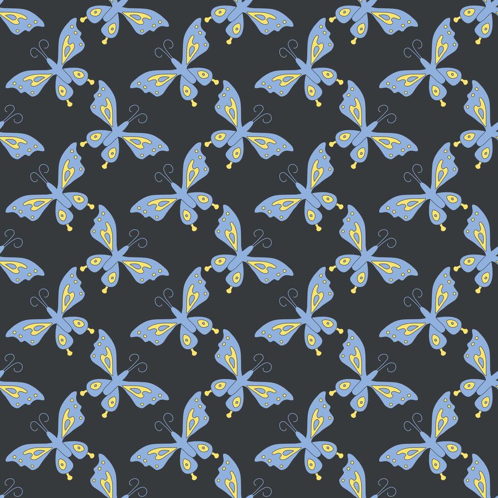 Seamless butterfly pattern. ornament with butterflies. drawn spring illustration vector