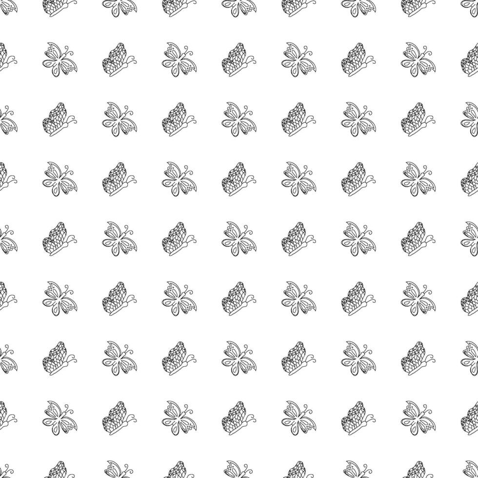 Seamless butterfly pattern. ornament with butterflies. drawn spring illustration vector