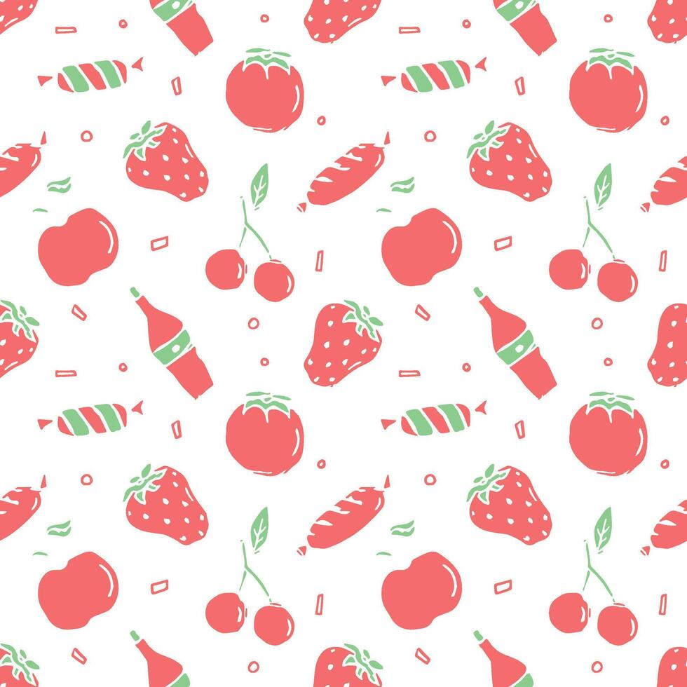Seamless food pattern. Doodle food background vector